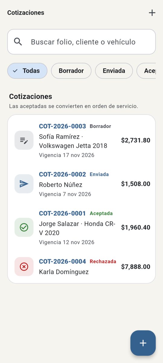 Lista de cotizaciones con vigencia