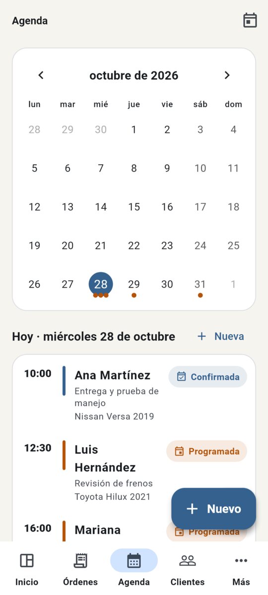 Agenda de citas del mes
